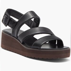 Vince Skylar Black Leather Platform Sandals | 11